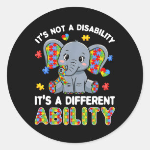 Autistic Different Ability Autism Awareness Elepha Classic Round Sticker