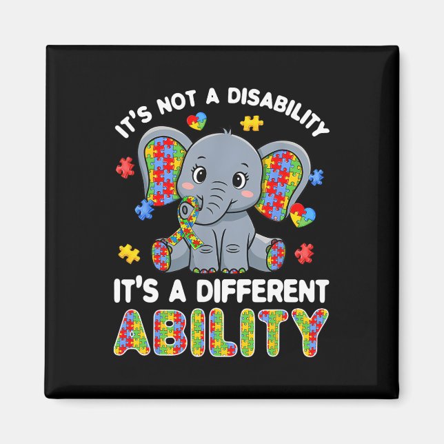 Autistic Different Ability Autism Awareness Elepha Magnet (Front)