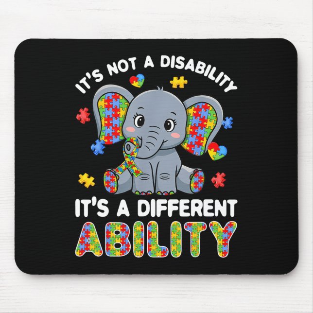 Autistic Different Ability Autism Awareness Elepha Mouse Pad (Front)