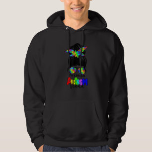 Autistic I'm A Proud Autism Nana Messy Bun Mother' Hoodie