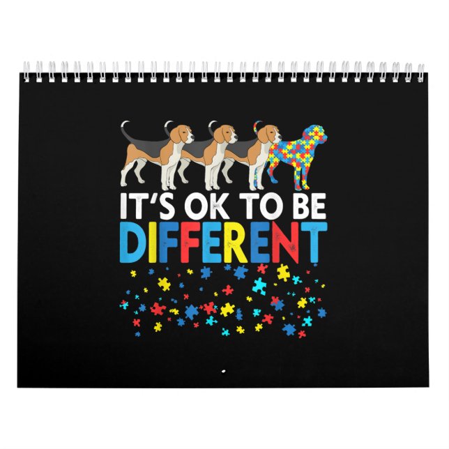 Autistic | It's Ok To Be Different Cute Beagle Dog Calendar (Cover)