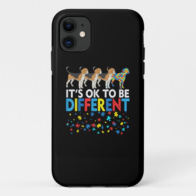 Autistic | It's Ok To Be Different Cute Beagle Dog Case-Mate iPhone Case (Back)