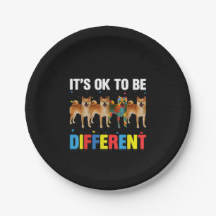 Autistic It's Ok To Be Different Cute Shiba Inu Paper Plate