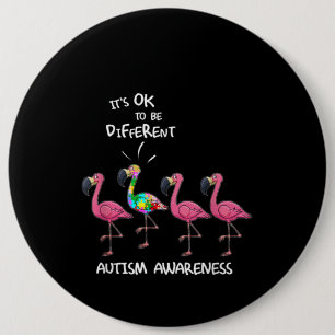 Autistic   It's Ok To Be Different Flamingo Puzzle 6 Cm Round Badge