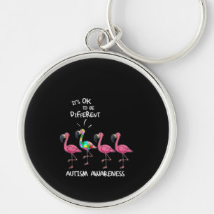 Autistic It's Ok To Be Different Flamingo Puzzle Key Ring