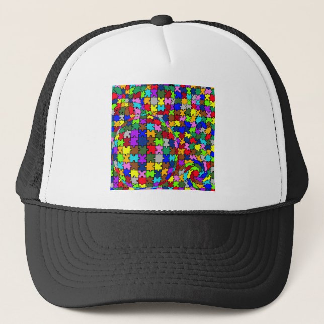 Autistic Jigsaw Warp Trucker Hat (Front)
