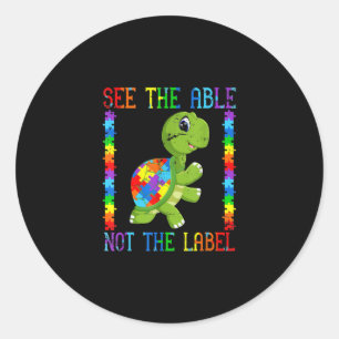 Autistic Kid Mum Turtle Fighter Autism Puzzle Classic Round Sticker