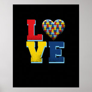 Autistic   Love Autism Puzzle Piece Poster