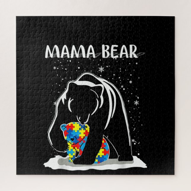 Autistic | Mama Bear Autism Puzzle Piece Snowflake (Vertical)