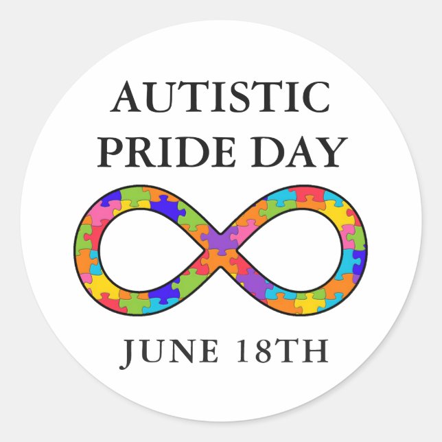 Autistic Pride Day June 18th Awareness Stickers (Front)