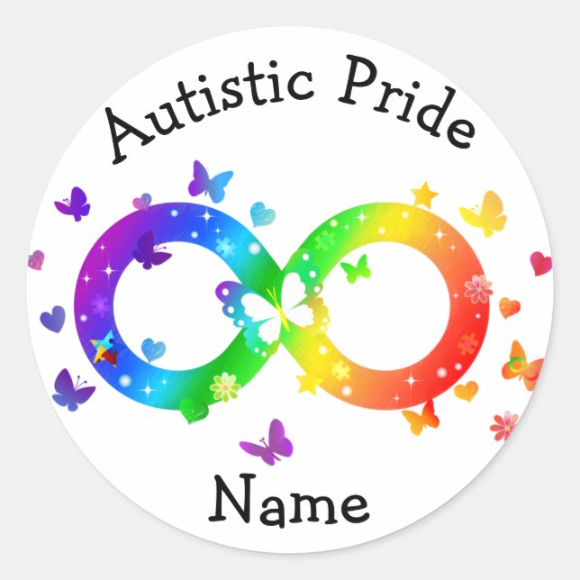 Autistic Pride Infinity Symbol Classic Round Sticker (Front)