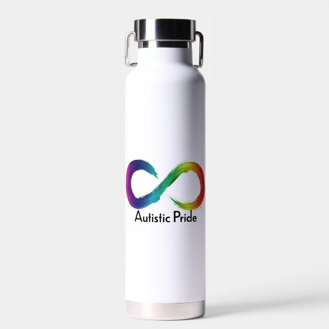 Autistic Pride neurodiversity logo Water Bottle (Front)