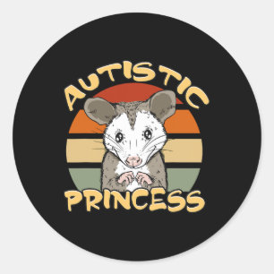 Autistic Princess Cute Opossum Autism Awareness Classic Round Sticker