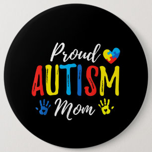Autistic   Proud Autism Mum Puzzle Piece 6 Cm Round Badge