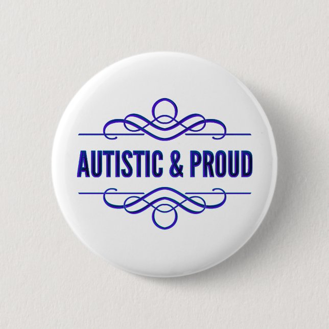 Autistic & Proud Purple Swirls 6 Cm Round Badge (Front)