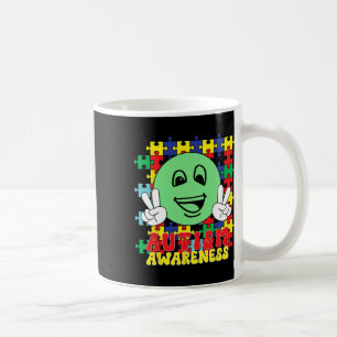 Autistic Puzzle Pieces Smile Face Autism Awareness Coffee Mug