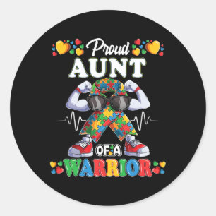 Autistic Ribbon Puzzle Aunt Of Autism Awareness Wa Classic Round Sticker