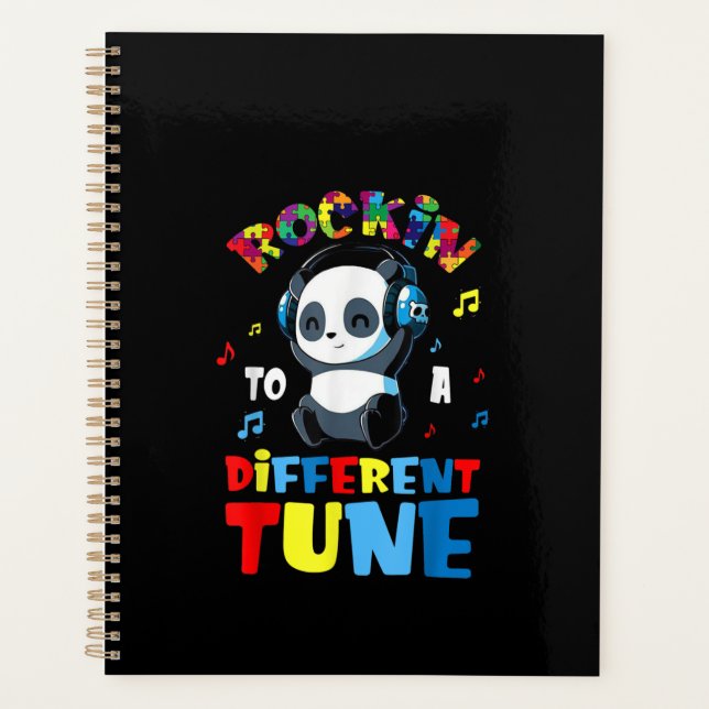 Autistic | Rockin To A Different Tune Cute Panda Planner (Front)