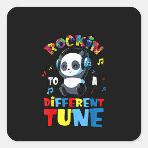 Autistic   Rockin To A Different Tune Cute Panda Square Sticker