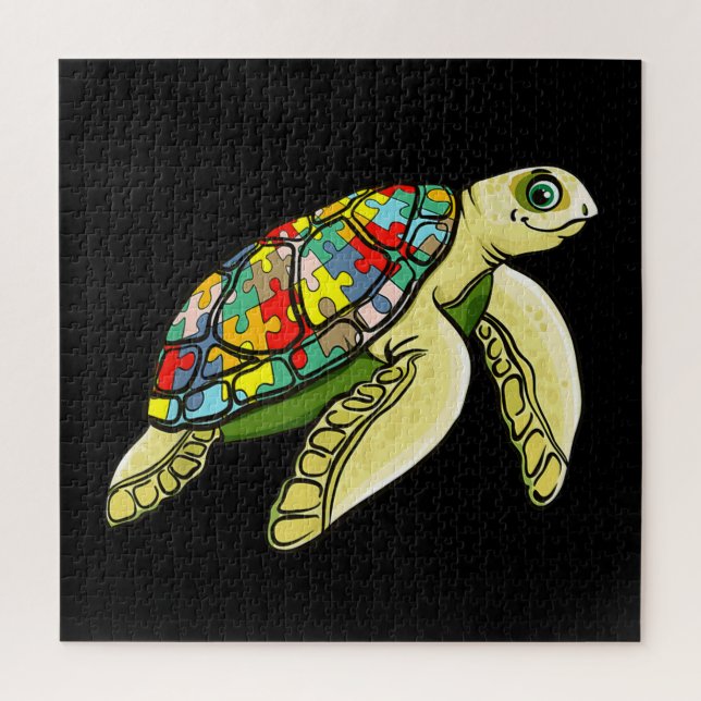 Autistic |Sea Turtle Puzzle Piece Autism Awareness (Vertical)