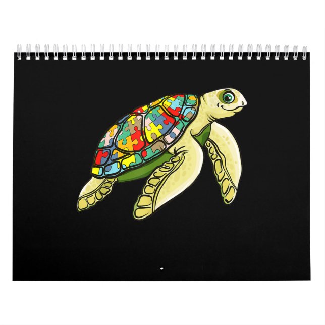 Autistic |Sea Turtle Puzzle Piece Autism Awareness Calendar (Cover)