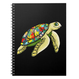 Autistic  Sea Turtle Puzzle Piece Autism Awareness Notebook