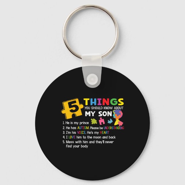 Autistic Son Autism Awareness Support For Mum Dad  Key Ring (Front)