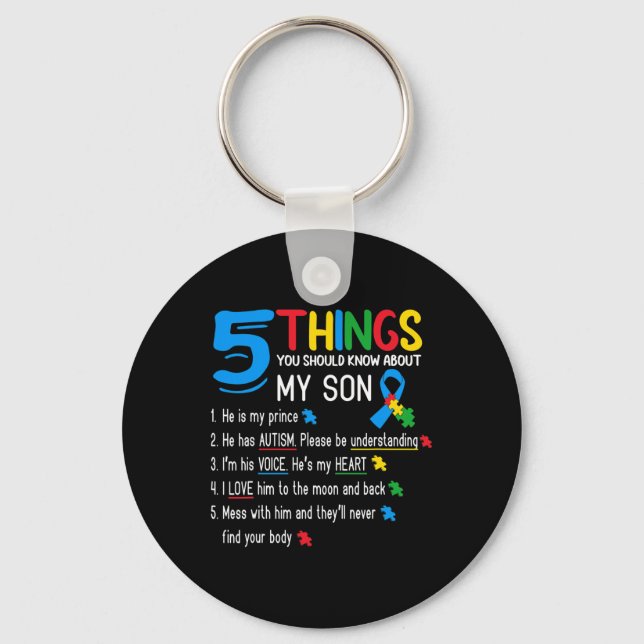 Autistic Son Autism Awareness Support For Mum Dad  Key Ring (Front)