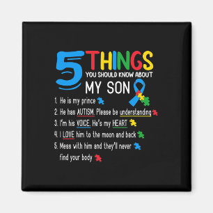 Autistic Son Autism Awareness Support For Mum Dad Magnet