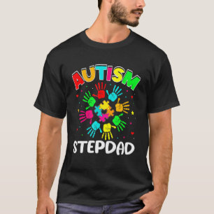 Autistic Stepdad Puzzle Support Family Autism Awar T-Shirt