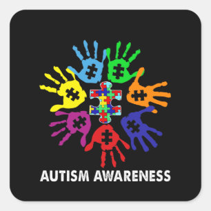 Autistic   Strong Hand Autism Awereness Square Sticker