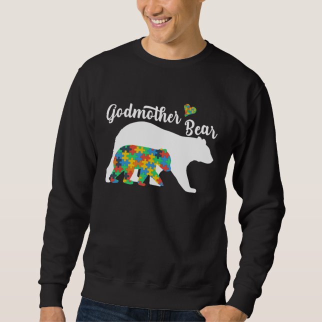 Autistic Support Autism Awareness Godmother Bear M Sweatshirt (Front)