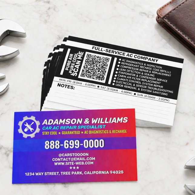 Auto Air Conditioning Services | Car AC Repair Business Card (Auto car ac Repair Card business )