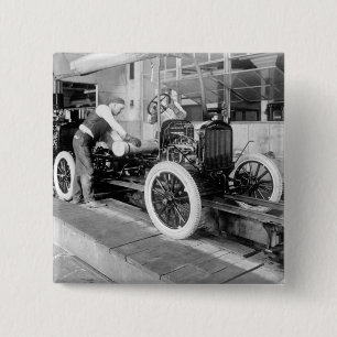 Auto Assembly Line, 1920s 15 Cm Square Badge