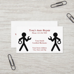 Auto Automotive Mechanic Repair Shop Business Card