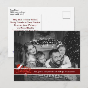 Auto Black and White Christmas Photo Postcard