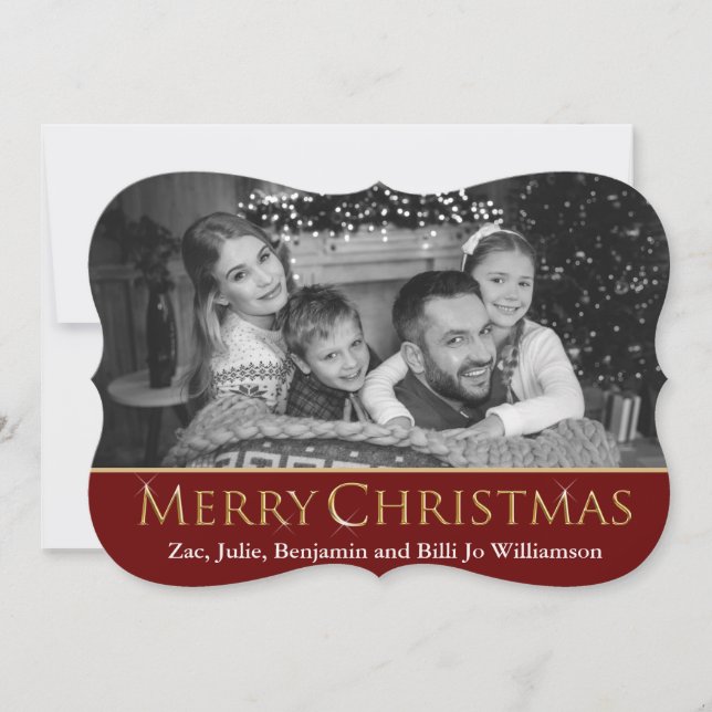 Auto Black & White Photo Fancy Christmas Holiday Card (Front)