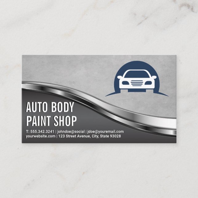 Auto Body Paint Garage Shop | Auto Logo Business Card (Front)