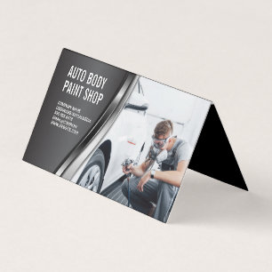 Auto Body Paint Garage Shop   Worker Spraying Business Card