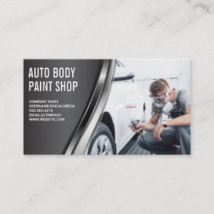 Auto Body Paint Garage Shop Worker Spraying Business Card