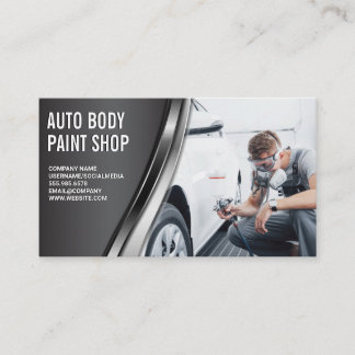 Auto Body Paint Garage Shop | Worker Spraying Business Card