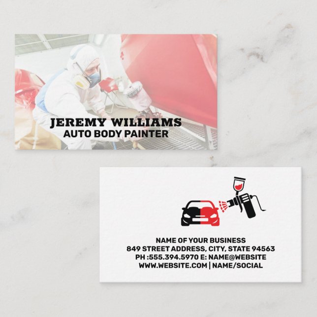 Auto Body Paint Shop | Skilled Worker Business Card (Front/Back)
