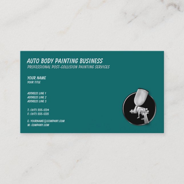 Auto Body Painting | Cool Aqua Colour Business Card (Front)