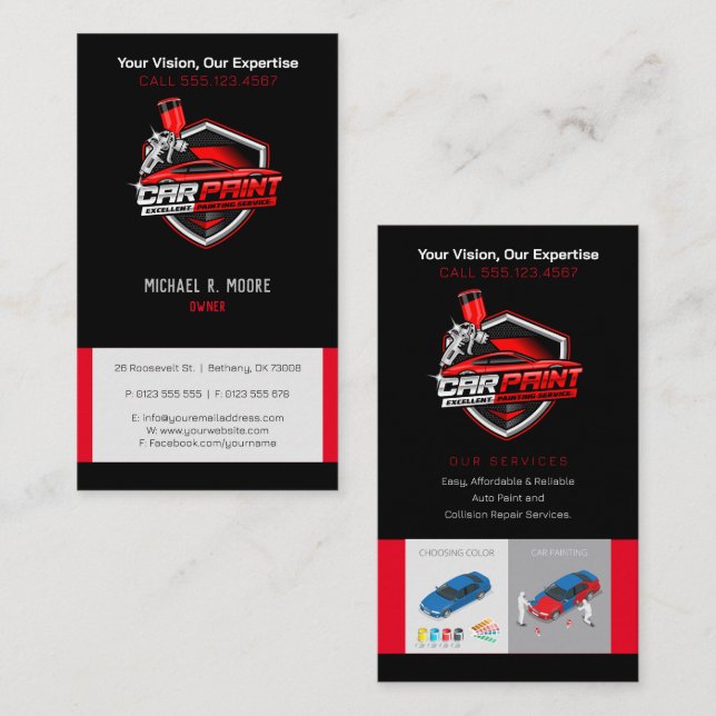 Auto Body Painting | Professional Business Card (Front/Back)