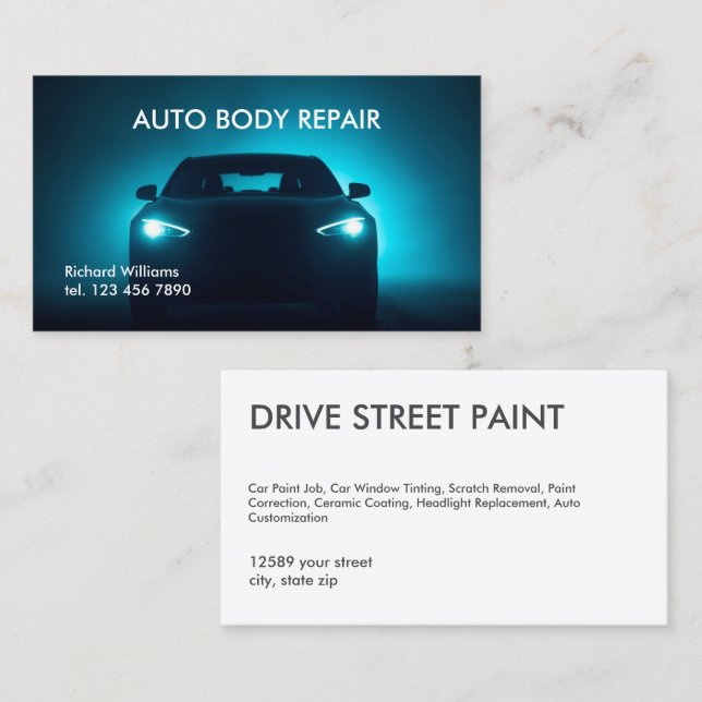 Auto Body Repair Business Card (Front/Back)