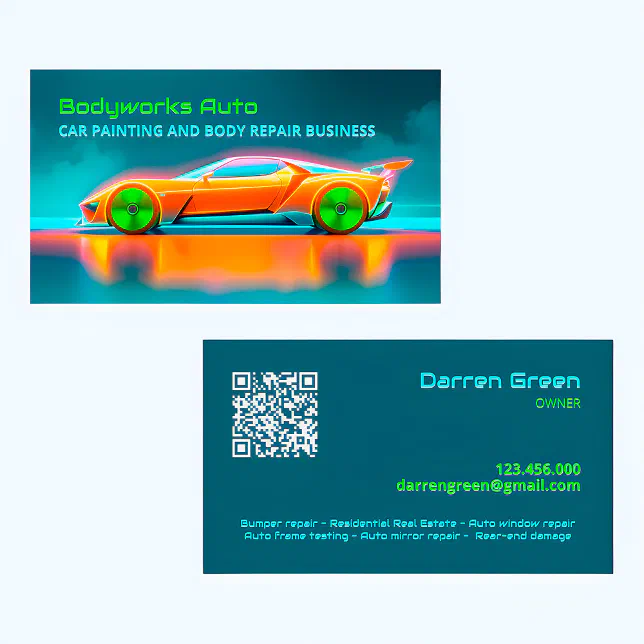 Auto Rikcha Visiting Card Auto Body Repair QR Business Card | Zazzle