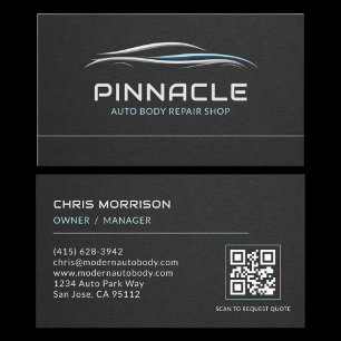 Auto Body Repair Shop QR Code Professional Business Card
