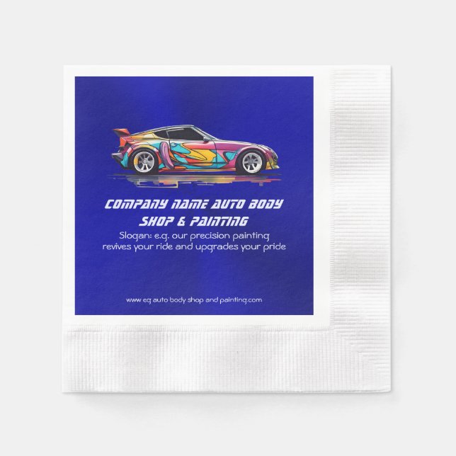 Auto body shop and precision painting napkin (Front)