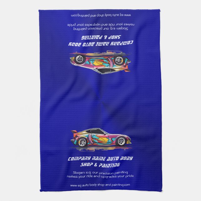 Auto body shop and precision painting tea towel (Vertical)