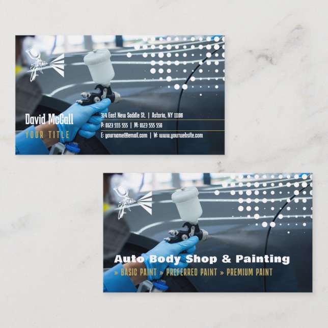 Auto Body Shop & Painting | Paint Sprayer Business Card (Front/Back)